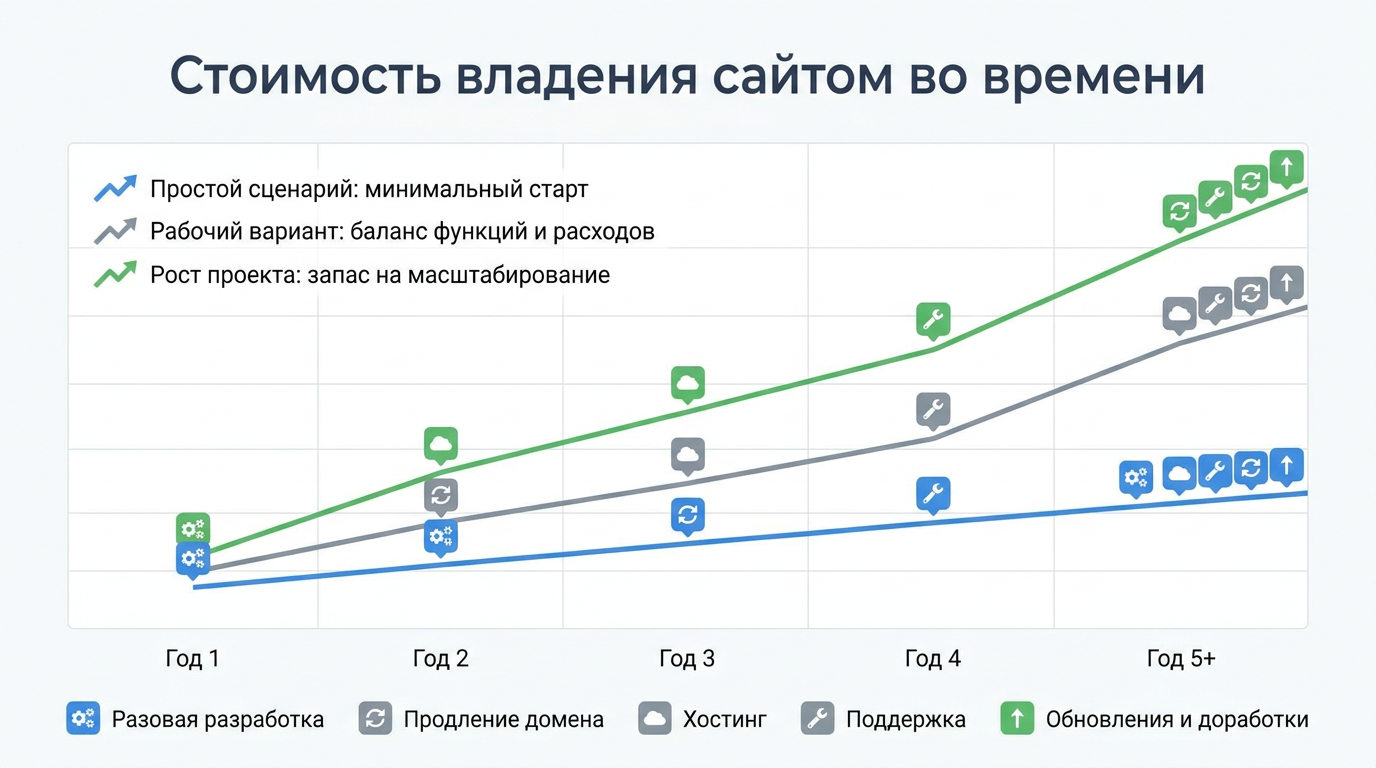 Стоимость владения сайтом во времени