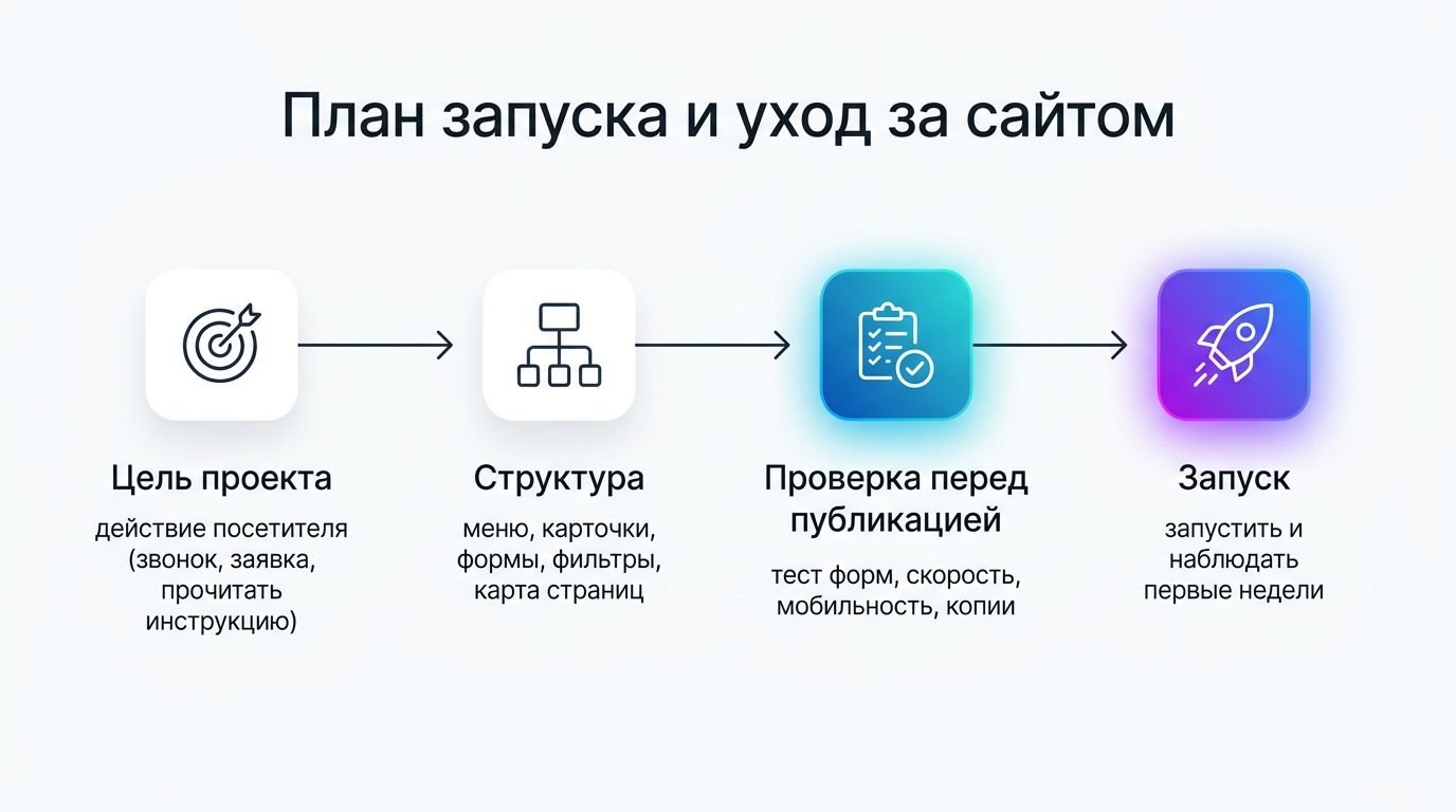 План запуска и уход за сайтом